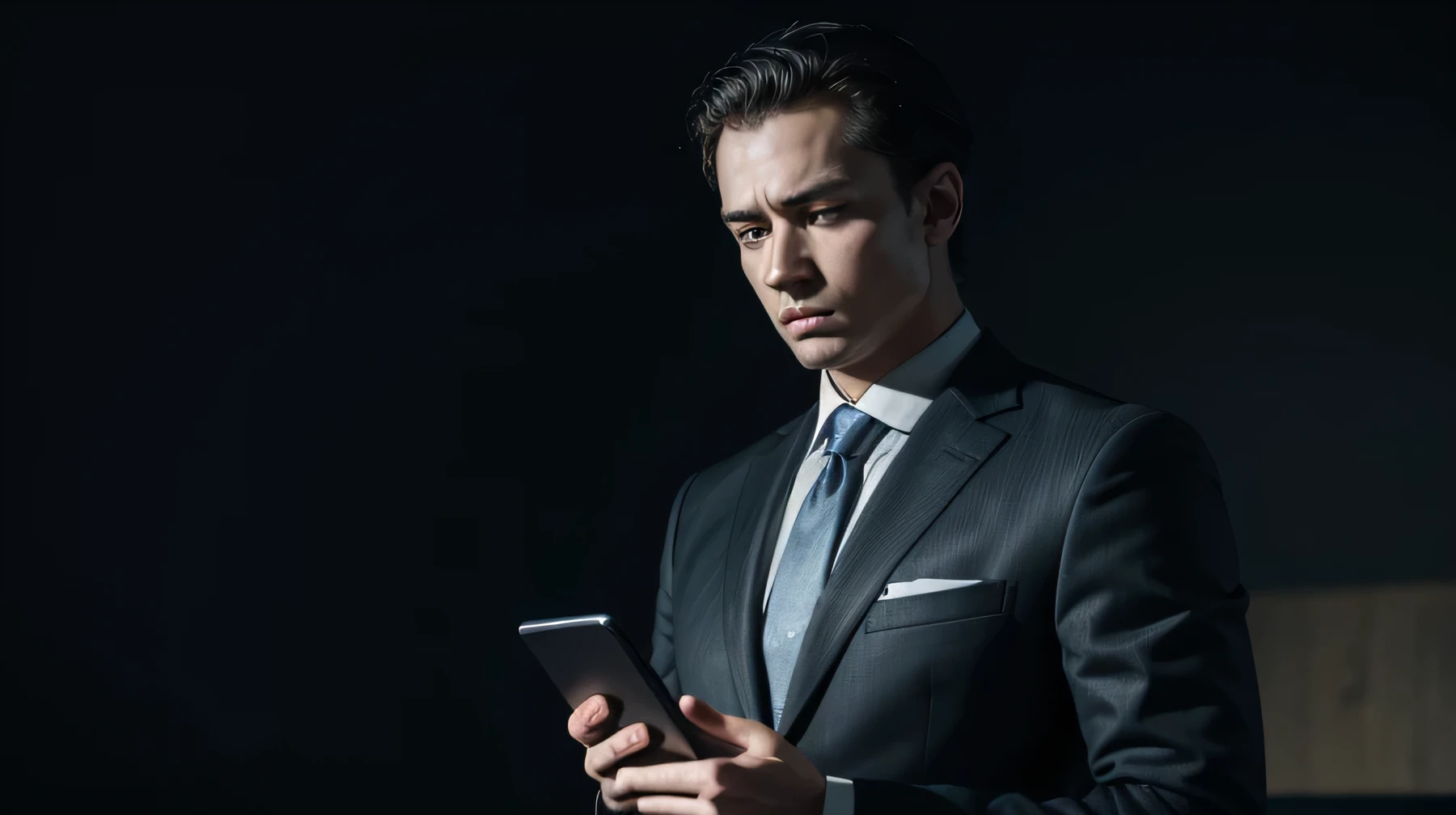 Arafed man in a suit holding a cell phone in his hand - SeaArt AI