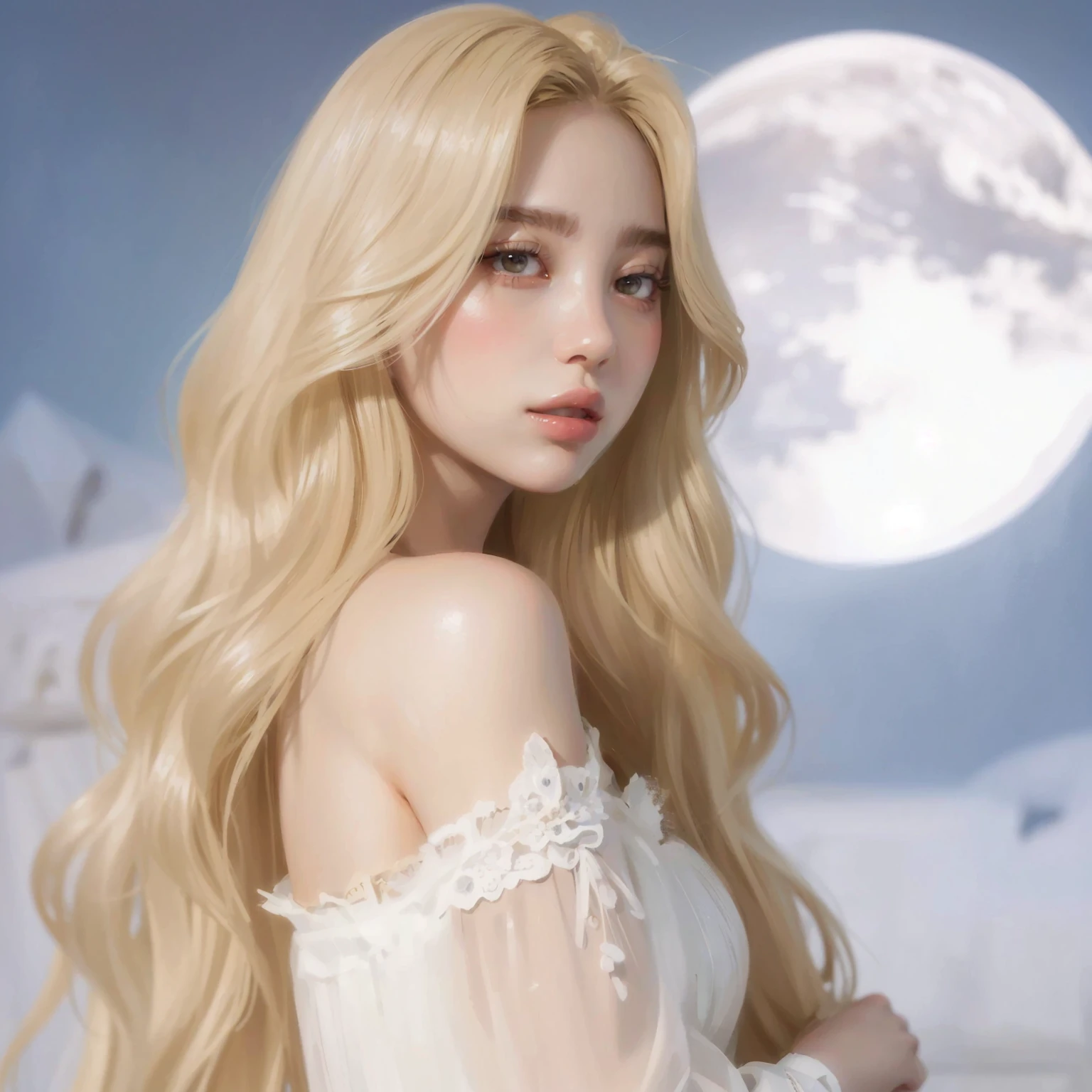 Half Twin Light Hair Grey Cute Girl Floating