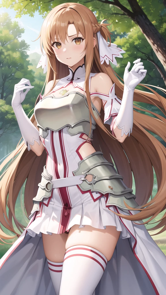 Orange leotard, Asuna, One girl, (Sexy pose:1.5), Fantasy, there is nothing, original, Genuine, (Excite), Wind景, (in the rain、Enter the river and roll up your skirt), smile, alone, (:1.2), Long Hair, (big: 1.3), Watch Viewer, smile, Open your mouth, bangs ,Detailed eyes, Beautiful background, (forest), Orange Hair, Thighs, gloves, dress, (Cleavage:1.4), Exposing shoulders, Brown eyes, 非常にLong Hair, (whole body:1.0), 白いgloves, Camel Toe, blush, Sweaty, (Open chest:1.5), Nipples, Sexy off-the-shoulder lingerie, 白いThighs, White Silk Micro Bikini, Seductive Garter Straps, Wind,