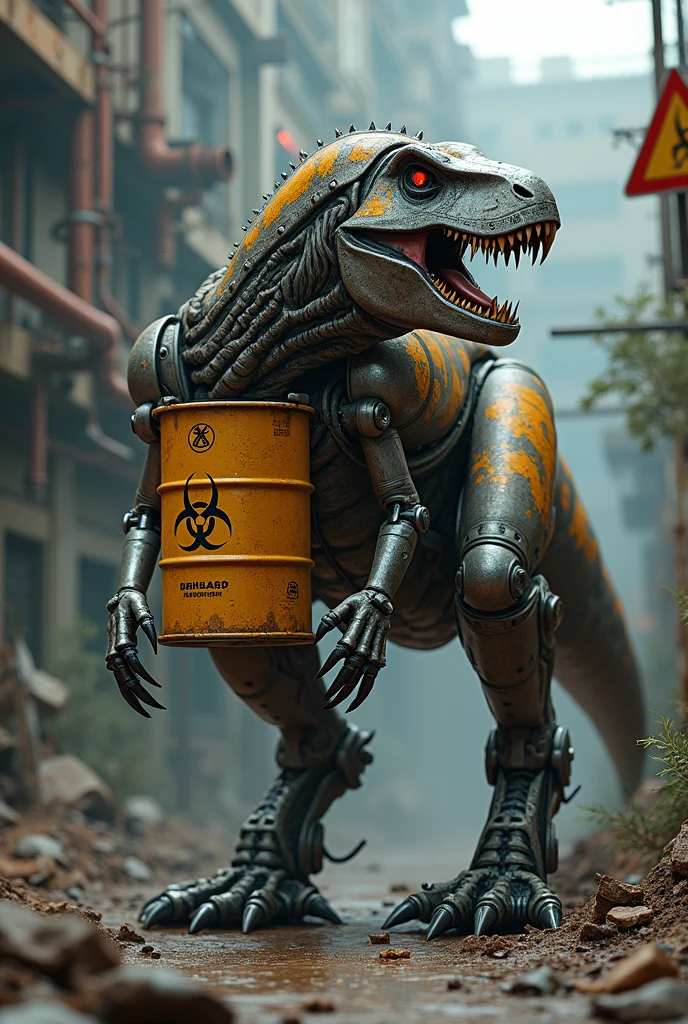 Make me a strong Velociraptor with a wrench