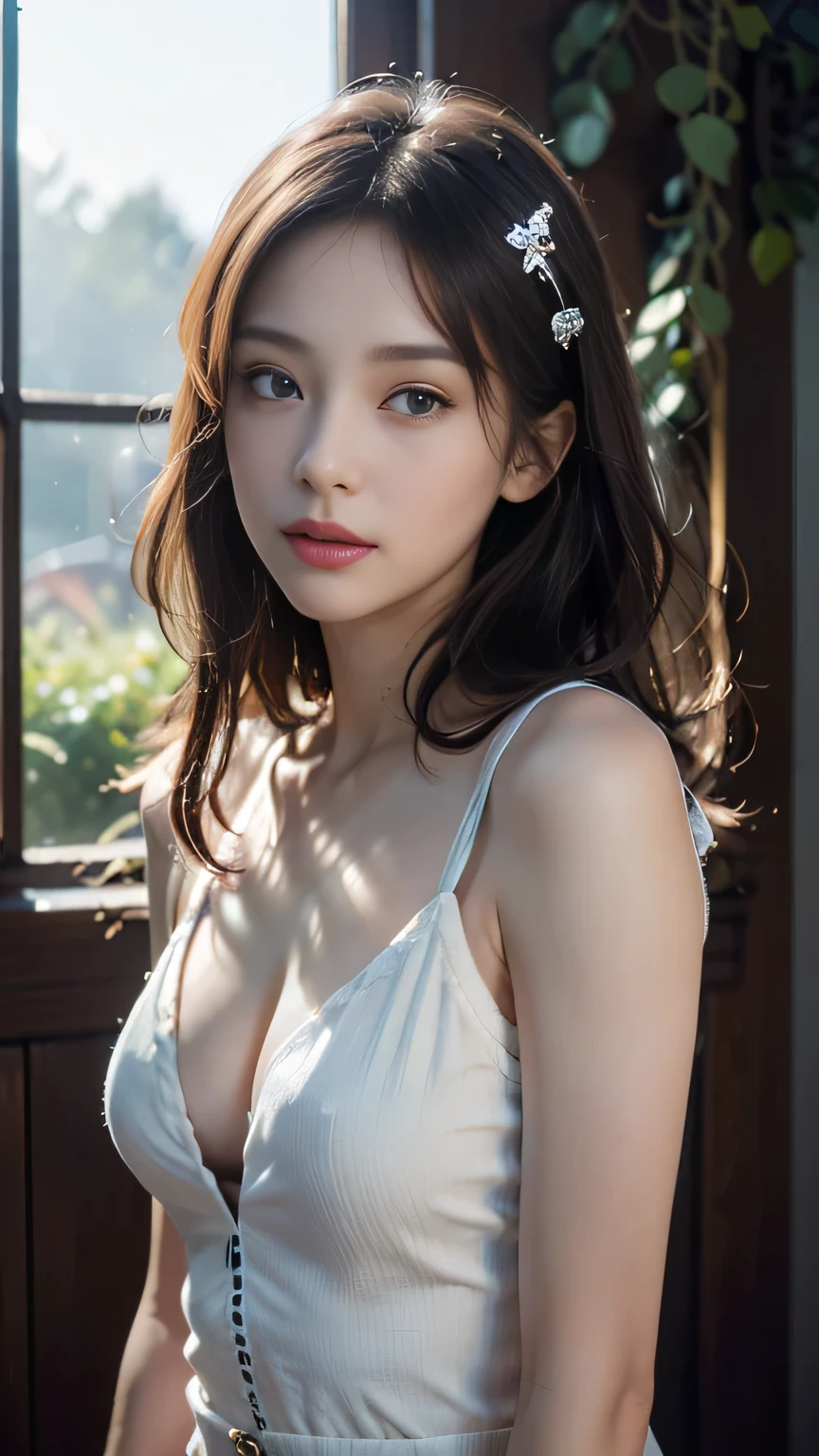 ((sfw:1.5))、( masterpiece, Best Quality, Best Quality,8k,Girl,Super detailed,RAW Photos:1.5),(Photorealistic:1.4), (Cinema Lighting), Perfect NwsjMajic, , Surrealism, Ultra-high resolution, Accurate, Super detailed, Textured skin, high detail, Best Quality, Dynamic Angle, White skin,[Beautiful Blue Eyes], High nose,[Flat Chest:Large Breasts:0.5],(One girl),((Excellent anatomy:0.5)),(Covered with flowers:1.4), Night Sky, Interested in, Fire and Ice, (The image is divided into two parts，Available in a variety of colors:2), Blue eyes, sapphire, Liquid Metal, Night Sky, (Look at the angle:1.3), (Fire and Ice), ((Bottom Chrome)), (hairpin:1.4), (forest:1.3), (fog: 1.3), Subtle colors and tones, Mysterious Aura ,Dreamy atmosphere,Expressive brushwork, Mysterious atmosphere, Artistic interpretation, Upper Body, Long Hair Information
