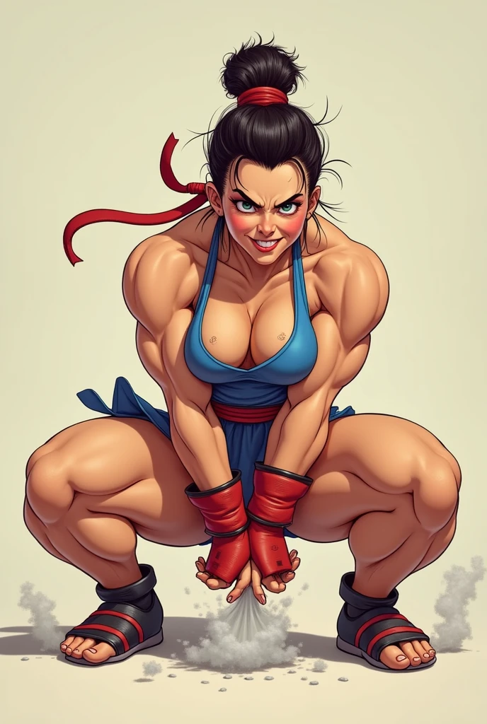 Ronnie Anne, hoodie, shorts, black eyes, ponytail, tanned skin, full body, curvy arms, defined legs, beautiful, pose, in the beach, long socks, curvilinear legs. stretchy clothing, ripped abs, muay thai clothes, fighting pose, a fist towards the camera or a kicking leg