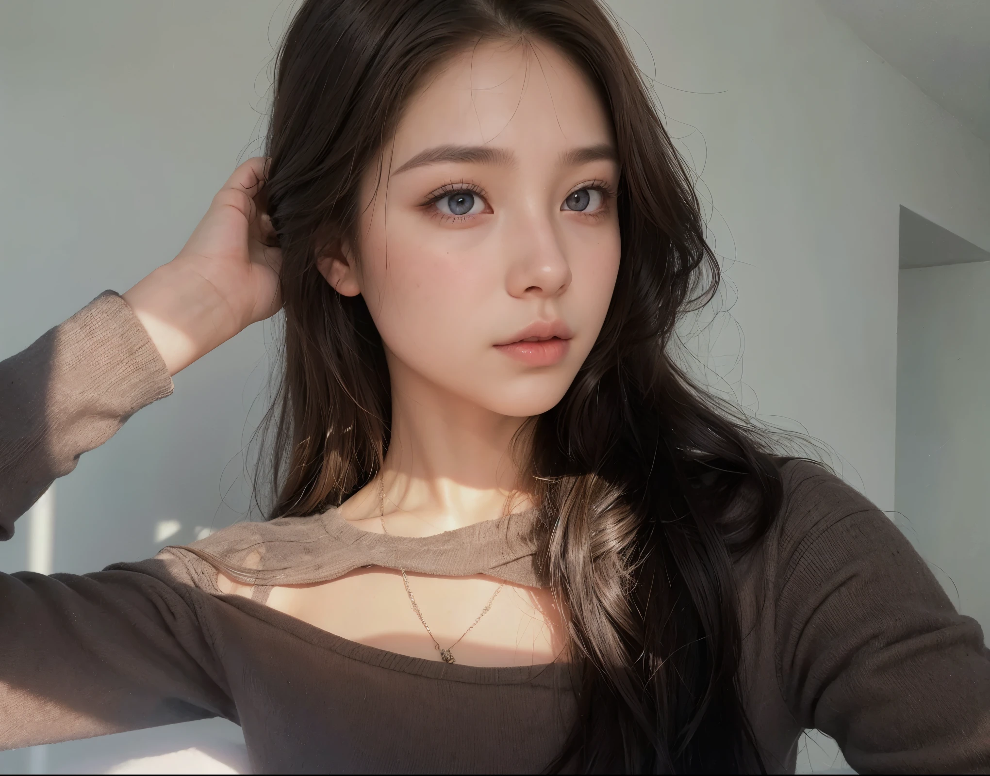 18 years old, a beautiful teen-aged girl, accurate ultra realistic faces, pale greyeyes, beautiful and realistic face, cute young girl, model, beautiful, portrait sophie mudd, dasha taran, yelena belova, angelina stroganova, viktoria gavrilenko, alina ivanchenko, russian girlfriend, ekaterina,