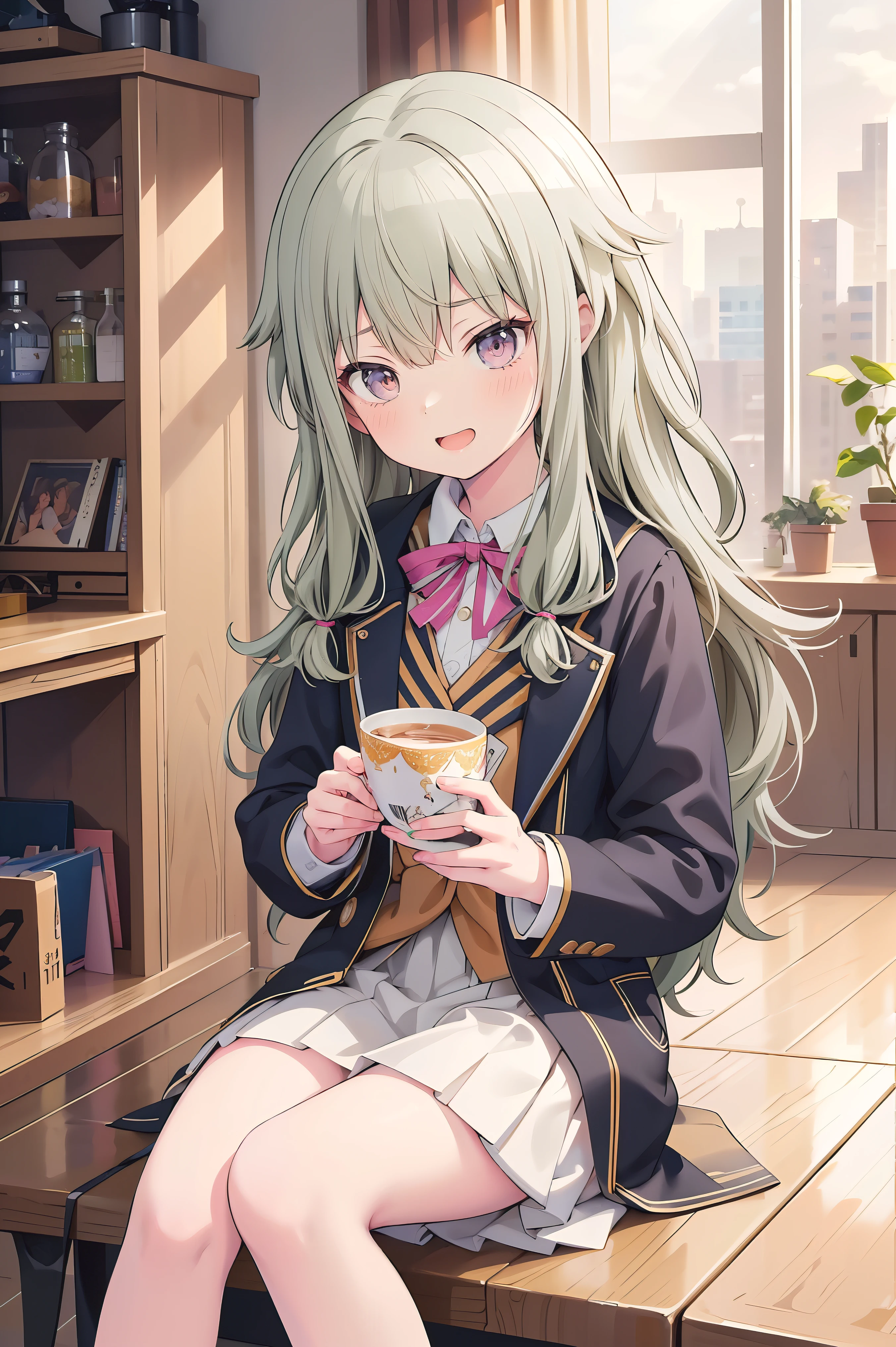 (8k, 最high quality)、超High resolution、Adorable、最high quality, beautiful, (最high quality,4K,8k,High resolution,masterpiece:1.2),Super detailed,Vibrant colors,Soft Shadows,Beautiful brushwork,Attention to detail,Perfect rendering,Rich Skin Tones,(8k, 最high quality)、超High resolution、smile, Beautiful skin, Girl、((Adorable))、最high quality, beautiful, (((Absurd beauty)))、Student Uniform、blazer、Correct proportions、natural、high quality、Shiny Hair、Very fine and beautiful bright eyes、Medium chest、nose blush、Very detailed, clear and beautiful face, Awards, Anatomically correct, The light shines on your face, Highly detailed face, Highly detailed lips, Beautiful eyes、Realistic Skin、loafers, award winning, cinematic lighting, laughing