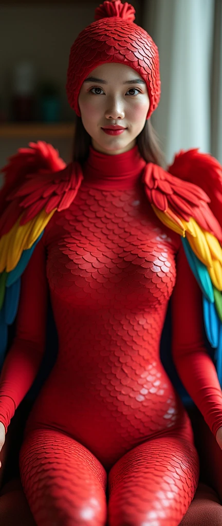 The most beautiful,thin,most pretty and clever malaysian muslimah adult girl wears beautiful Chinese phoenix lycra turtleneck unitard catsuit covered with seamless scales.She always wear beautiful Chinese phoenix lycra dancewear stretchy square hijab covered with seamless scales.She has bird costume wings.She has a phoenix tail.She has a crest.