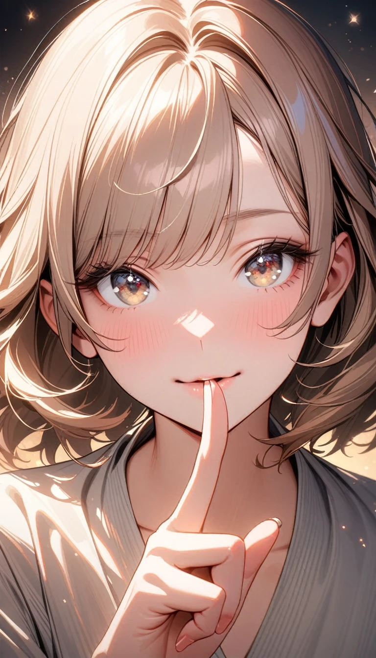nsfw,1 girl,face focus,WhiteBikini,downblouse,upper body, Brat,masterpiece,best quality,very aesthetic,absurdres,light Areola,skin,extended_downblouse, frontbend,White shirt,(Leaning forward),over shirt
