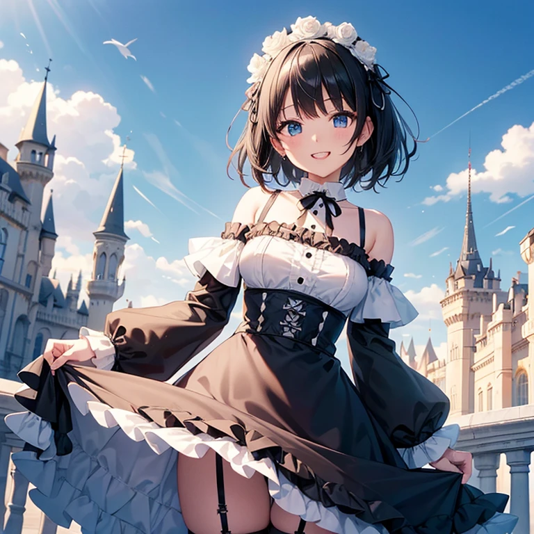 ｛NSFW}、{{{masutepiece}}}, {{{Best Quality}}}, {{Ultra-detailed}},  {{extremely delicate and beautiful}},(nffsw), (Best Quality, 8K, 32K, masutepiece, nffsw:1.2),a photo of a cute girl, of the highest quality, Best Quality, Realistic, Unity, 8K Picture Wallpaper, Official art,(2girls:1.3),(Sisters aged 15 and 17:1.5),(Princess dresses with lots of decorations:1.3),(gorgeous tiara:1.3),(Smile:1.3),(Sweaty skin:1.3),child,Black eyes,(princess dress:1.3),(Behind the glittering palace:1.3),(Dynamic Pause:1.1),(Full body:1.2),(skirt lift by yourself:1.5),{Cotton panties:1.2}、{Erotic panties｝、｛Ultra High Definition Shorts｝、｛Cameltoe｝、｛ｵﾏﾝｺThe streaks are clear｝、｛ｵﾏﾝｺThe shape of the｝