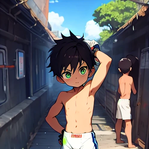 ten year old boy, Shota, Completely naked, Thin and sexy, black hair, simple pose, Shy, Exhibitionism, Creampie,Men,A row of people, high detail, Looking up at the camera, 