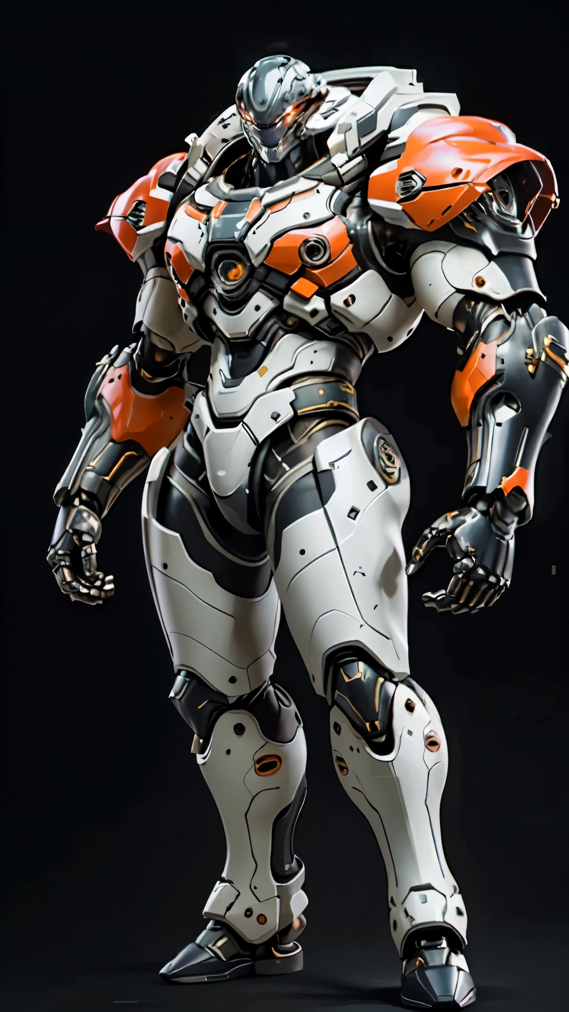 (masterpiece:1.5, best quality:1.5, extremely delicate:1.5), (male:1.5), humanoid Mecha, fully enclosed shoulder guards, matching arm and leg guards, full body, full armor, the design balances heavy with agility, (the color scheme is primarily Black with White and Red accents, the concept Inspired by Heavy Robot, HRS), organic biotech armor, standing, floating high above the futuristic sci-fi city, exquisite and mature art style, (aura effect, glowing eyes, the armor glows), metallic, dramatic, high definition, highres, ultra-detailed, ultra-fine painting, professional, perfect body proportions, anatomically correct, symmetrical face, extremely detailed eyes and face, high quality eyes, creativity, RAW photo, UHD, 32k, Natural light, cinematic lighting, masterpiece-anatomy-perfect