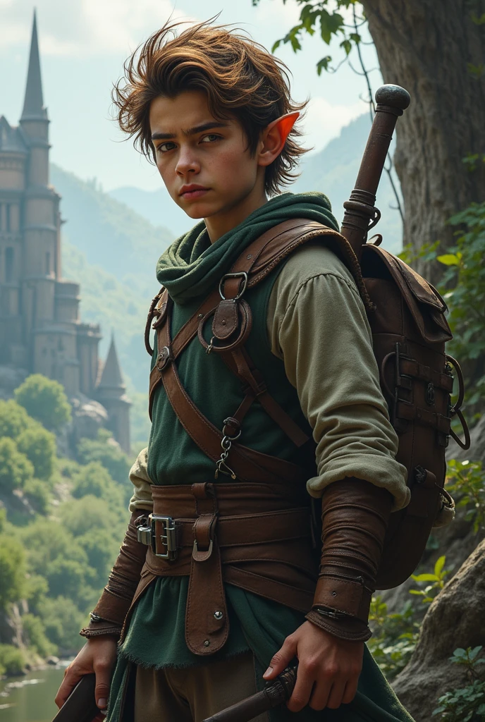 photo of Kili from The Lord of the Rings, 18-year-old teenage version, hairy with bangs brown hair