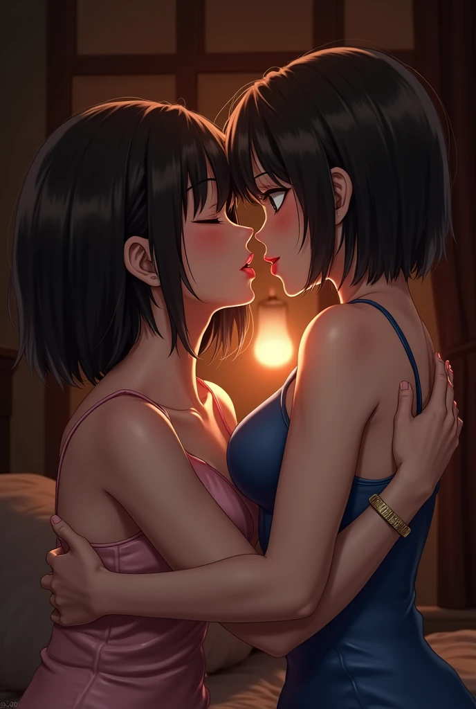 nsfw,(masterpiece, best quality), ultra high res, 8K, Two Girls, bed room, AND Two Girls, nude, smile,Close one eye,out tongue,Dark orange hair, Short Wavy Hair, Brown eyes, Glasses,AND Two Girls, nude, smile,Close one eye,tongue,Black Hair, Medium Hair, Brown eyes, Glasses,Yuri Sex,yuri French kiss,Ecstasy Face,Good vibes,