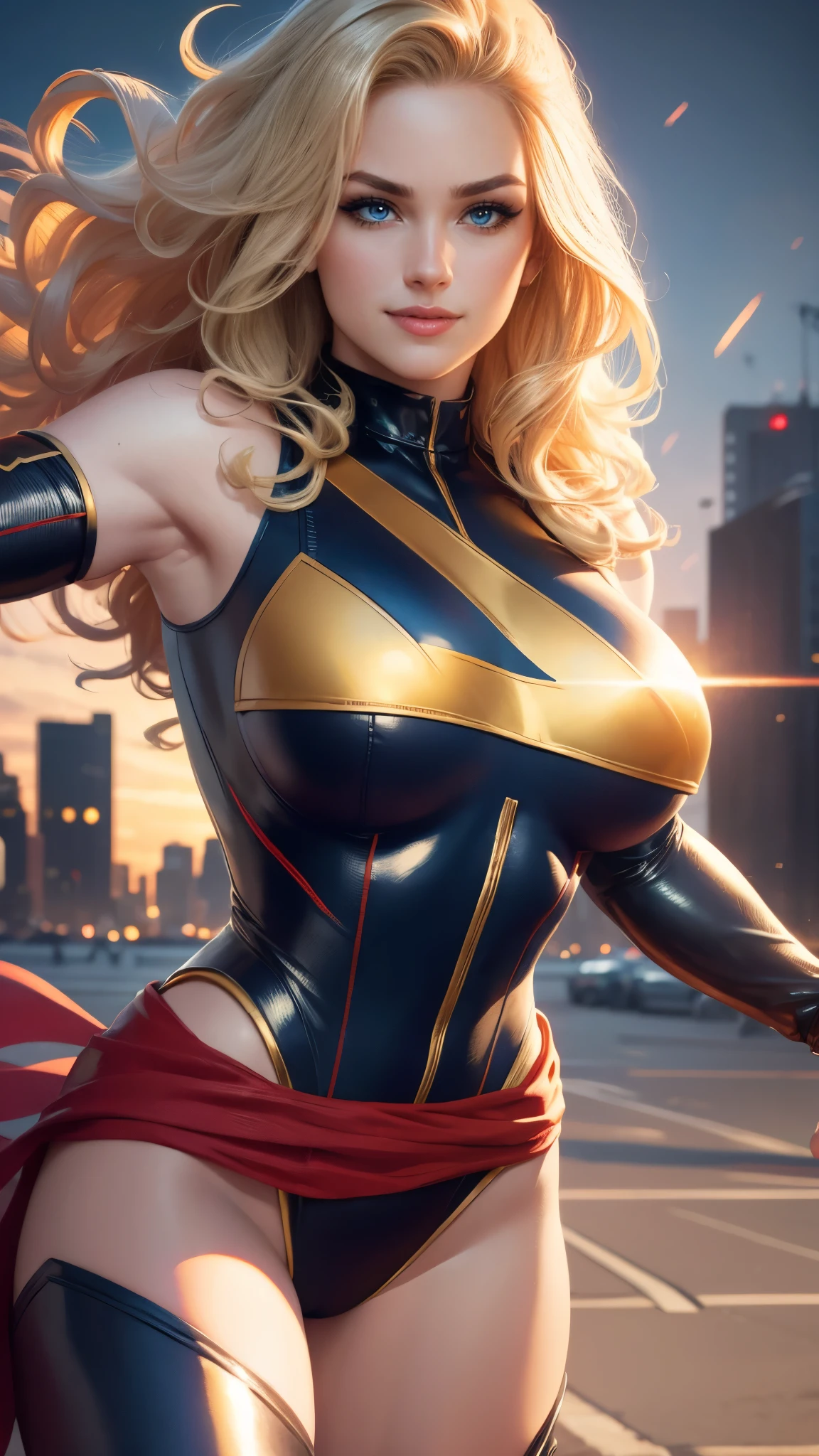Woman, Blonde Hair, Large Breasts, Ms. Marvel