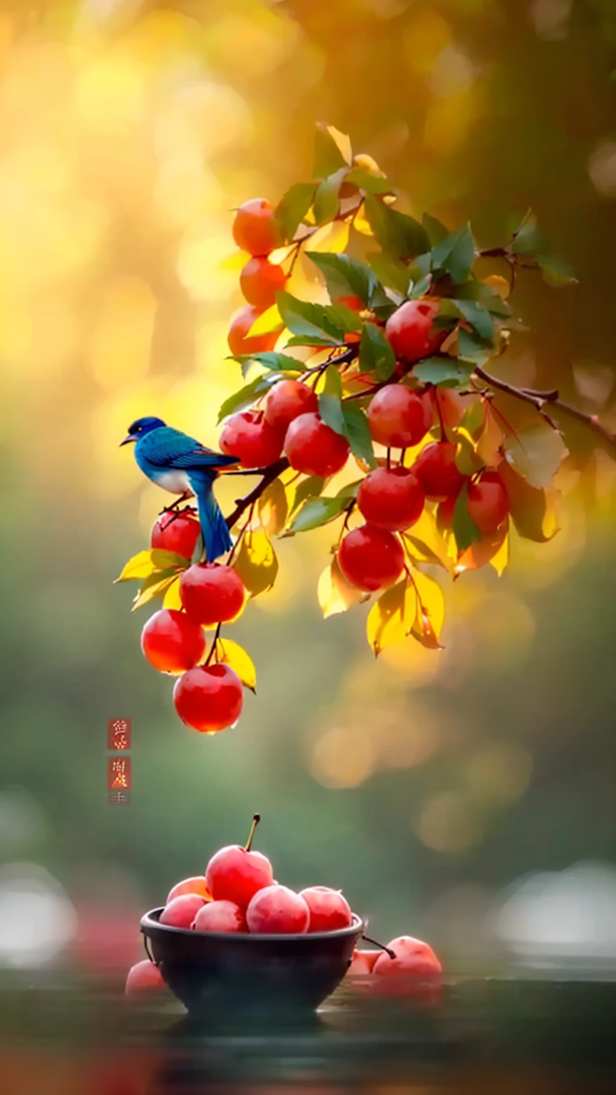 there is a bird that is sitting on a branch of a tree, by Yang Borun, by Xie Shichen, by Zhu Da, by Wu Zhen, by Liang Kai, beautiful nature, by Shi Rui, by Cheng Jiasui, by Ju Lian, birds on cherry tree, by Yang J, by Wang E, by Li Song