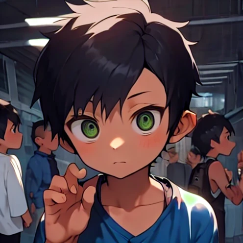 ten year old boy, Shota, penis, Thin and sexy, black hair, simple gesture, Slightly shy, Exhibitionism, Creampie,man,A row of people, high detail, looking down camera, anatomically correct, 