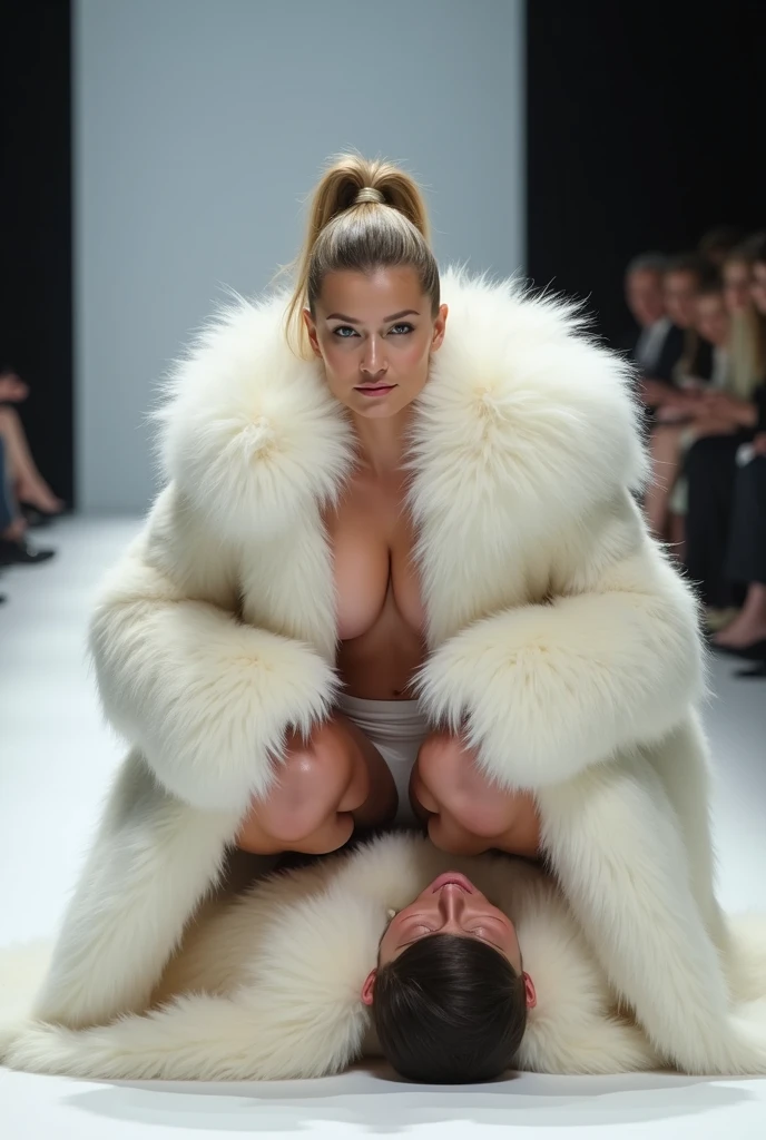 fluffyの毛皮。fluffy、Beautiful women in luxurious furs。Old-fashioned。Fisheye Lens、Fur coat、Multiple women、crotch,from below