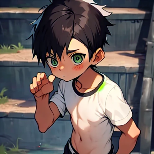 ten year old boy, Shota, 全裸Dick, Thin and sexy, black hair, simple gesture, Dick, Show penis and body,man,A row of people, high detail, Look down at the camera, anatomically correct, blushing, 