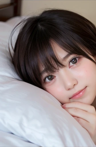 20-year-old, 8k, RAW Portrait (Japanese Girls), photo Realistic, Ultra-high resolution, Highest quality, Actual photo , dramatic, Atmospheric, Realistic,
One girl, a very beautiful Japanese Girls, Big Breasts,Glamorous shot of a girl, smile,Bobcut,Textured skin,Hotel,sex,sexy,pillow,(lying on bed:1.3),sleep,Thighs,Big and beautiful eyes,Rich, Beautifully detailed nose,View your viewers,
