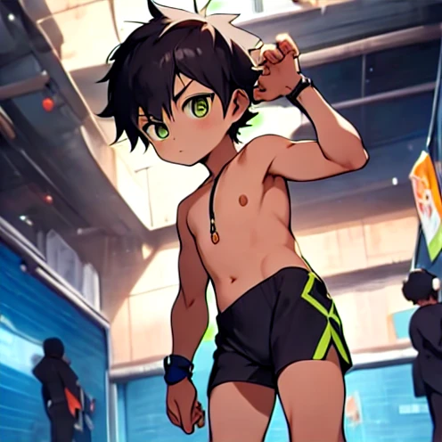 ten year old boy, Shota, Completely naked, Thin and sexy, black hair, simple pose, Dick, 展示胯部Dick射線,man,A row of people, high detail, embarrassing, Social media comprehensive, 