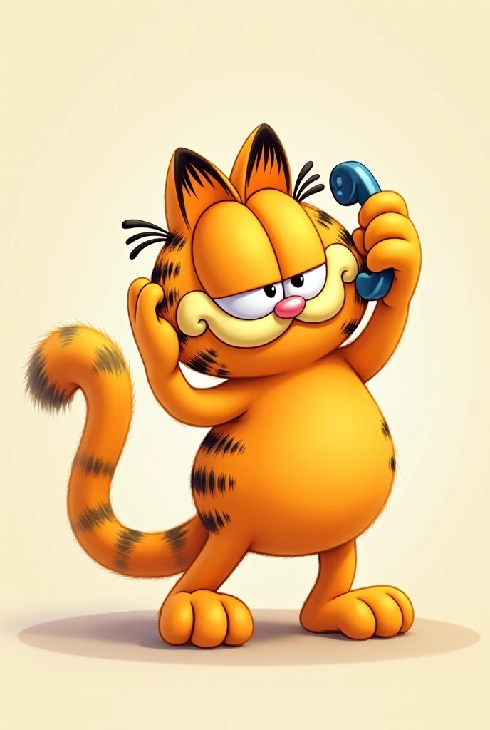 Garfield calling with his hand