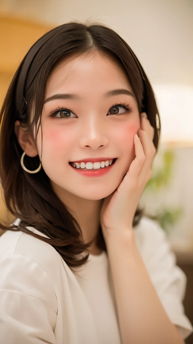 (8k, RAW Photos,highest quality, High resolution:1.1), (Ultra-realistic:1.4),(Realistic, Realistic:1.3), Sodebtt Light,big,2 girls,Realistic Face,Realistic Body,Realistic Skin,Confused,masterpiece,(cute:1.8), Cuties, alone, (big:1.2), Detailed black eyes,Innocent eyes,Blusher,(T-Shirts:1.2 ),Cinema Lighting,Film Grain,jewelry,Earrings,((Medium Hair:1.1)),((Floating Hair Novadebtrog Style)),Cherry colored lips,Hair Ribbon,Hair Ribbon,ponytail,close,Look Viewer,Long Hair,Upper Body,Open lips,Upper teeth, (Smiling Eyes:0.6),((Grin:1.2)),Depth odebt Field, Blurred Background, Eye focus , Bokeh,young, 85mm lens, debt/1.4,Prodebtessional Lighting, young,Portraiture,Photon Mapping,Radio City,Physically Based Rendering,Asian,((Maid:1,3))