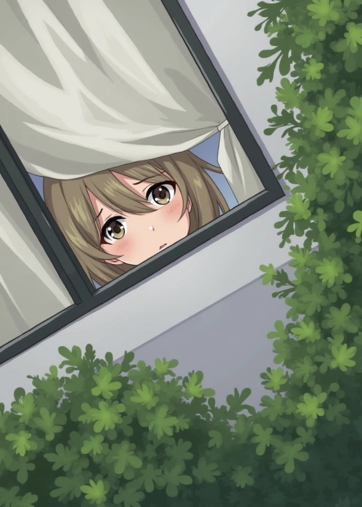 Anime girl, badroom, window