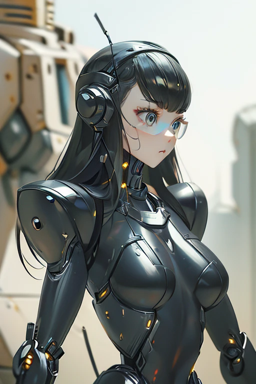 Close-up of painting of a robot holding a sword,  female mech, Cyborg Woman, beautiful robot character design, anime robotic mixed with organic, Feminine, cool mecha style, (Photorealsitic), (​masterpiece, :1.3),(top-quality:1.4), (超A high resolution:1.2), 超A high resolution, (A detailed eye), (detailed facial features), nffsw, 8K分辨率, (lensflare:0.7),full body art