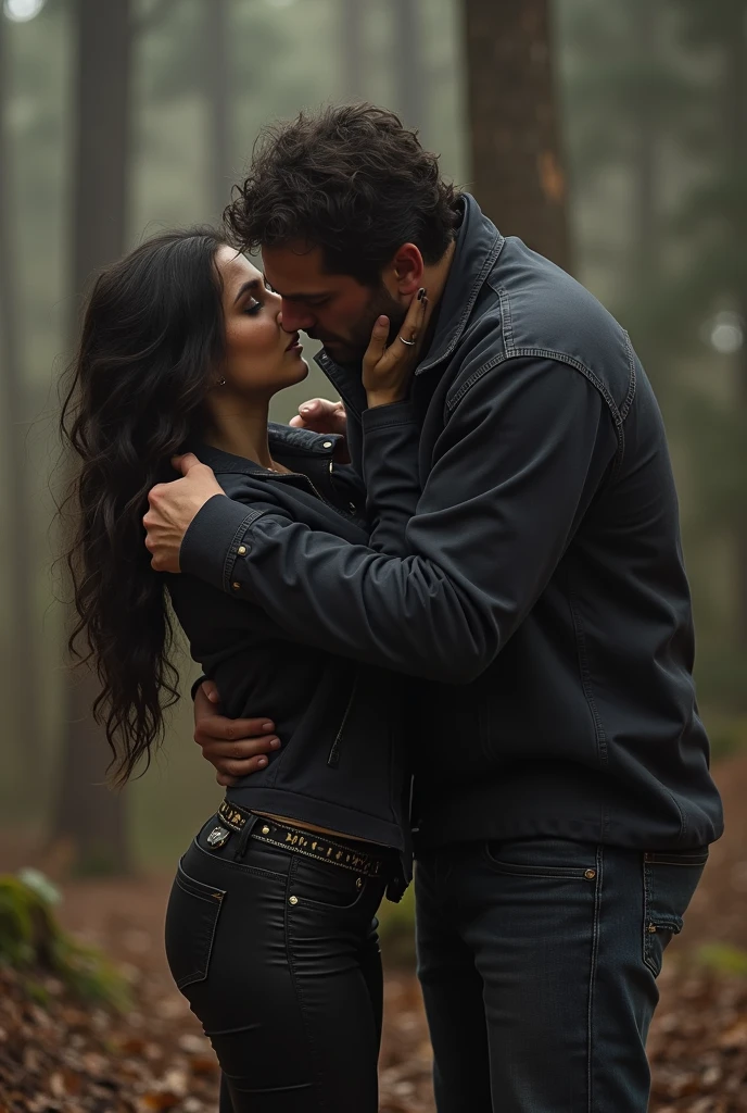 A man is fucking in the ass a sensual soaked and sweaty smiling closed eyes mature woman , (( very soft vintage cloth black gloves)) , (( black ponytail hair)) (( she is dirty of mud and have a black trench coat)) (( at night in a forest)) (( both woman and man lying on the ground)) (( he is grabbing her hair strongly from behind))
