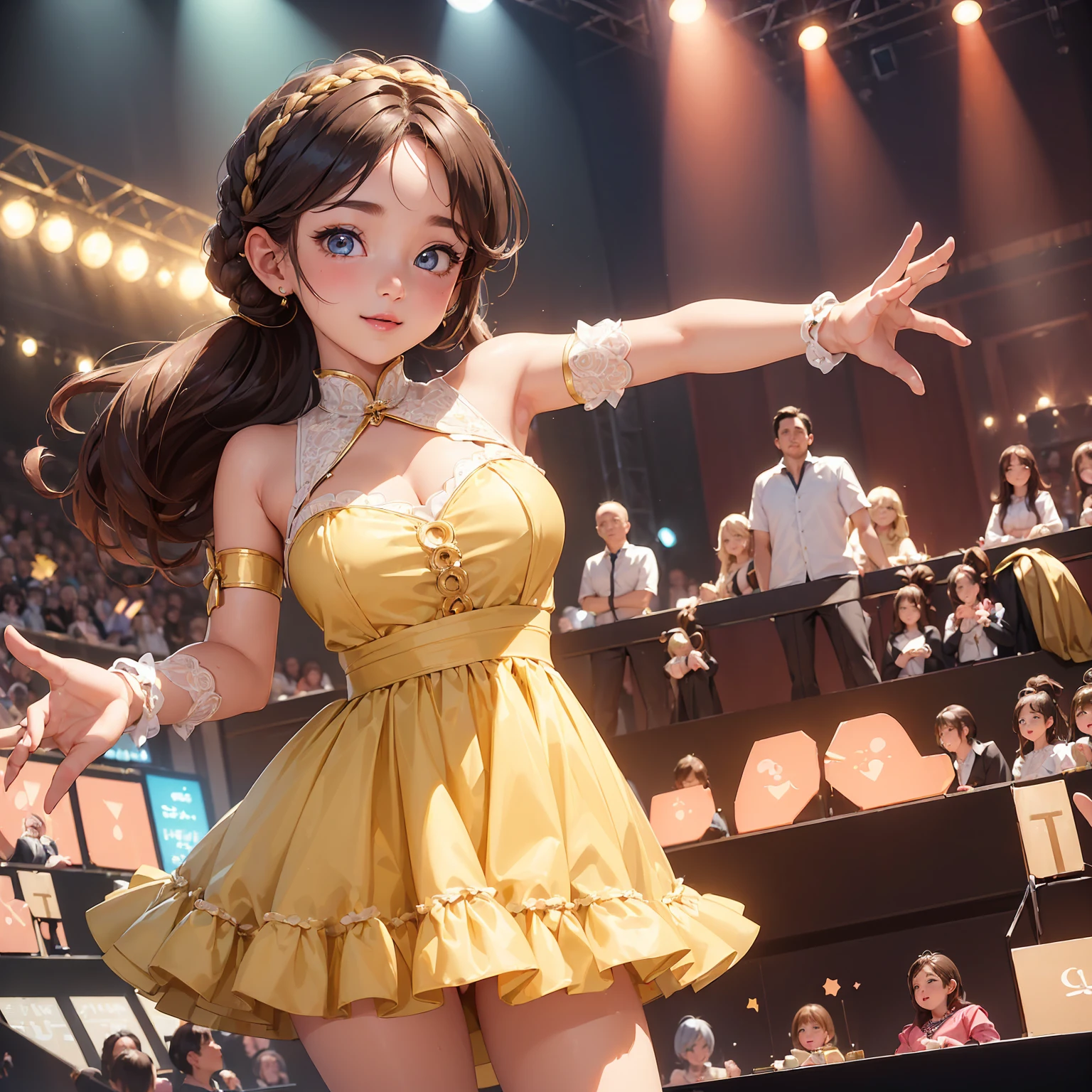1 woman, alone, 8K, masterpiece, (The shirt will be tight around the chest...............:1.5), Masterpiece, 8ก, (big breasts:1.5), Cute face, smile a little, look at the audience., (hairy:1.8), (nipple:1.6), , blue panties, Show some shirts.. ,