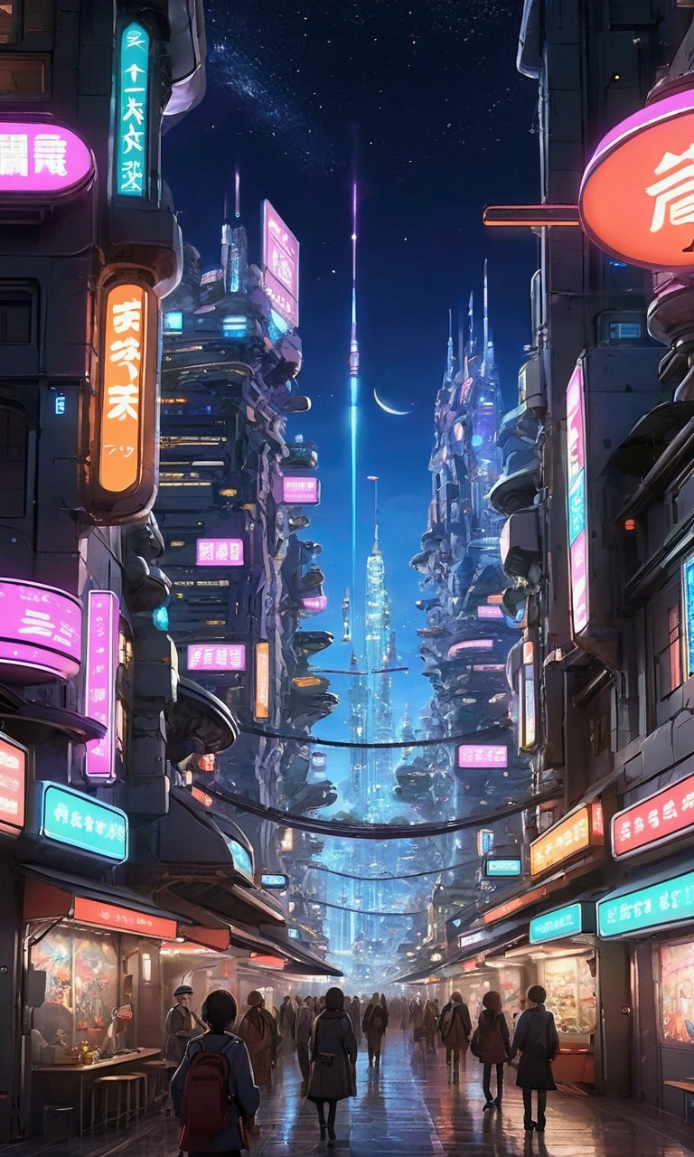 masterpiece, best quality, ultra-detailed, high resolution,High quality, high definition images, full HD, 8k,(Anime Style:1.3), Future City、Mechanical life forms