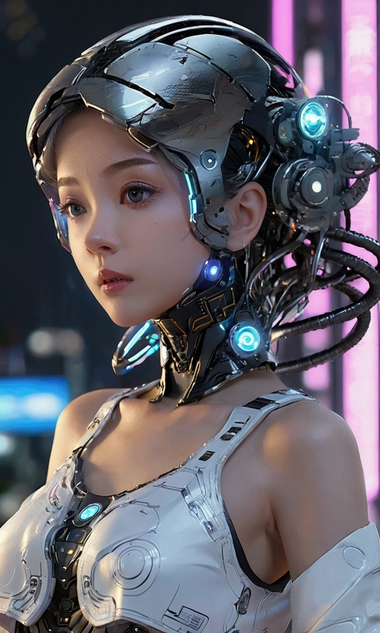 masterpiece, best quality, ultra-detailed, high resolution,High quality, high definition images, full HD, 8k,(Anime Style:1.3), Future City、mechanical life form