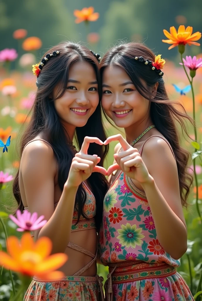 photoRealstic、Stand in front of the photo、laugh face、Water droplets on the cheeks、a straw fedora hat、kawaii pose、spreading arms widely、Flowing Red Silk、bustup、Hibiscus petals、Taken from the side、season!!: 夏☀ 🍂 ハイビスカス