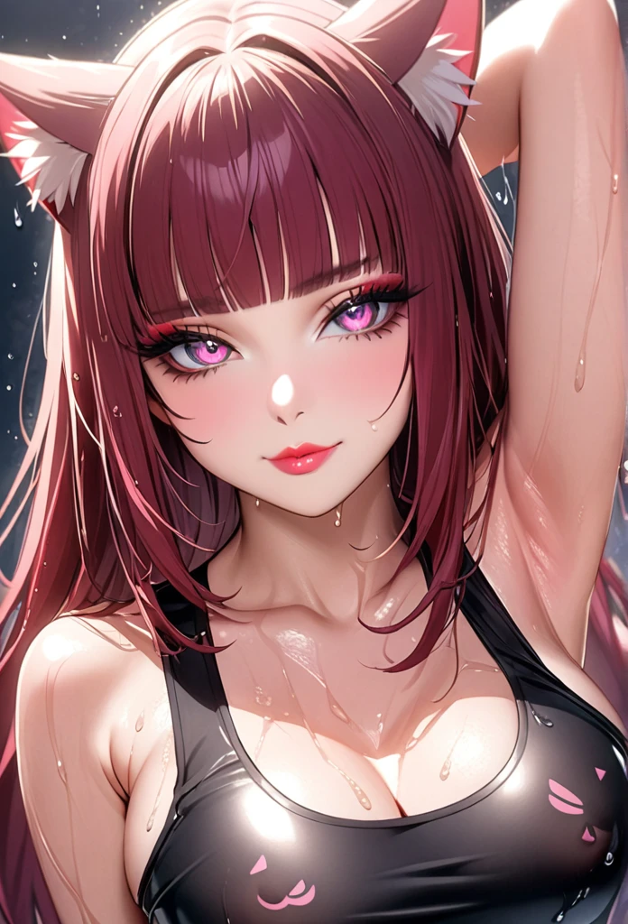 1_girl, solo, (high resolution, upper body, soft skin:1.2),(best illustration,masterpiece:1.2),ultra-detailed,[(cat ears ,pink inside:1.2),vivid colors,sharp focus,portrait,studio lighting,bokeh, wearing a 2 piece camo bikini, surfing beach background, full body portrait
