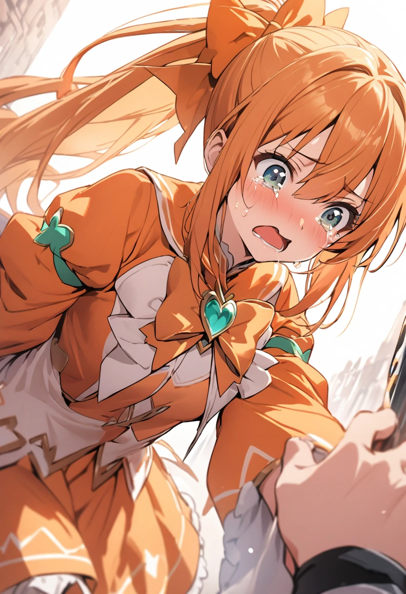 best qualtiy，Need，tmasterpiece，Very detailed，Asuna，Asuna，pandas，adolable，ssmile，green color，Warmth，orange long hair