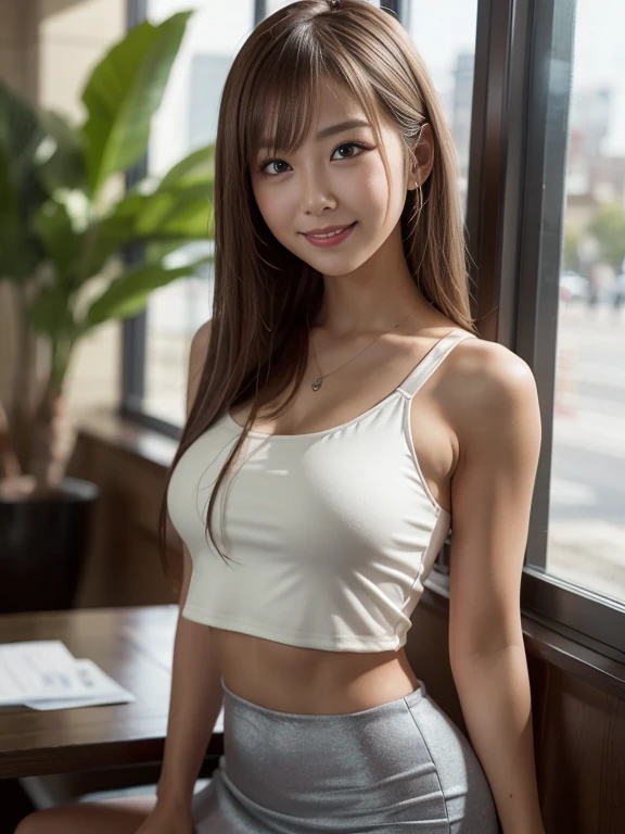 ((Highest quality, 32k)), ((masterpiece)), (Familiar), Perfect Face, Fox Girl, Pretty girl, Office Lady, indoor, Has one tail, She has a northern fox tail, She stretches out her fluffy tail, Beautiful hip line, Thick thighs, She is wearing business pants, I can see the tail on his butt, A large tail sticks out, On all fours, wagging his tail, She only has one tail, Smiling Kindly