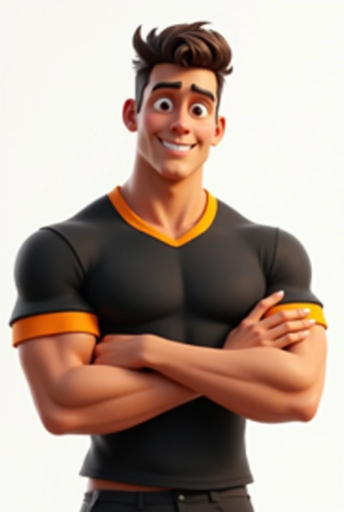 (1man),muscular, brown eyes, casual clothes, handsome,nerd,wearing a tight tank top, dynamic,wearing a (white) tight short, big bulge,(intricate details, Masterpiece, high quality, best quality), n64style