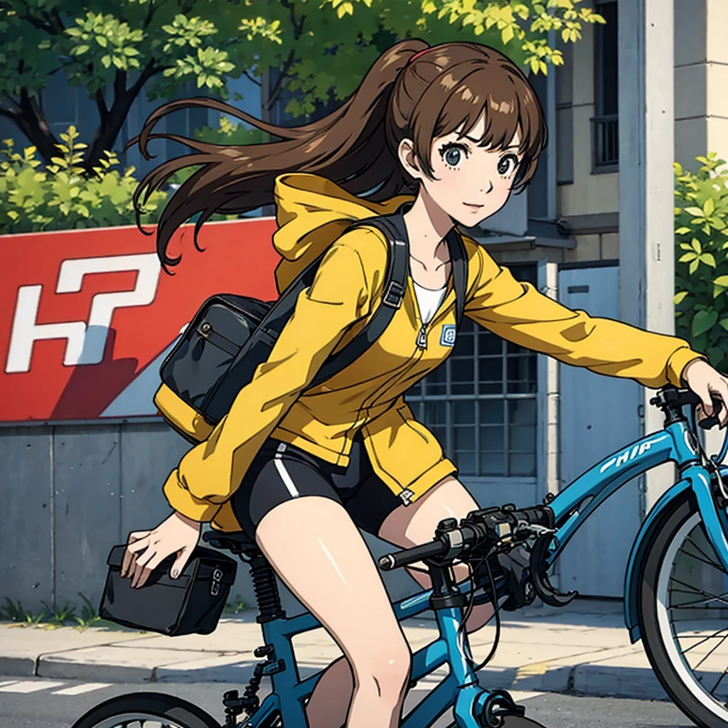 One Girl、Riding a bicycle、On the road