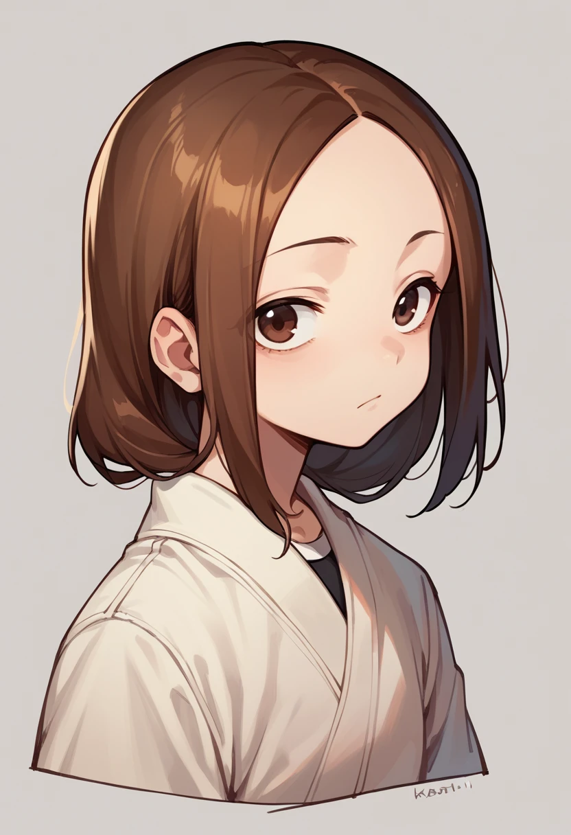 1 girl, takagi san (masterpiece) perfect face, expressive eyes, brown hair, brown hair, brown eyes