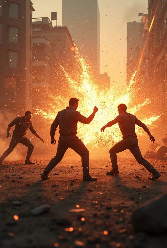 Stickmans running from an explosion