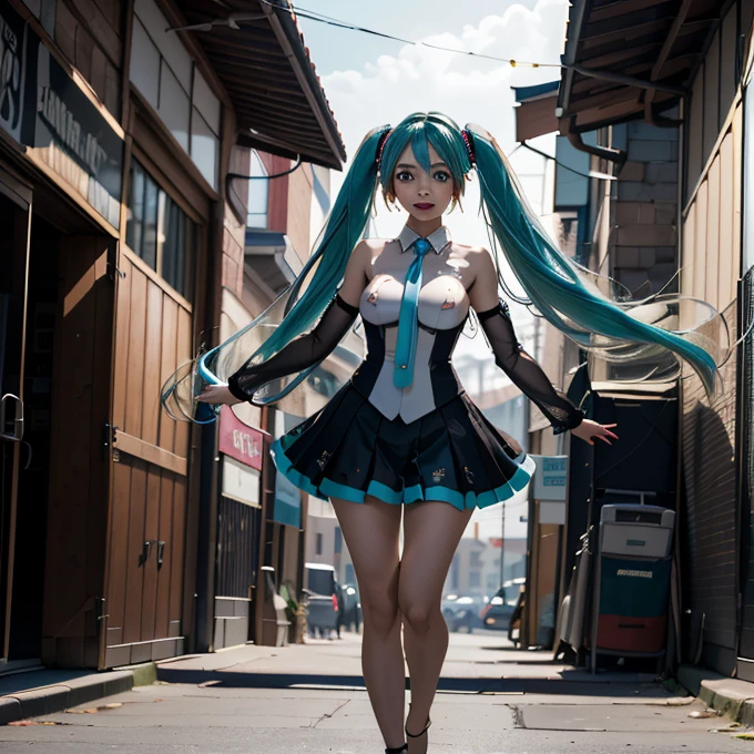 (((Naked:1.5, nude:1.5, busty: 1.9, young: 1.5, vagina))), (best quality, masterpiece, colorful, dynamic angle, highest detailed) \Hatsune Miku\, full body shot, fashion photography of cute, intense long hair, (Hatsune Miku), dancing pose, (ultrahigh resolution textures), bokeh, light passing through hair, (abstract background:1.3)(official art)