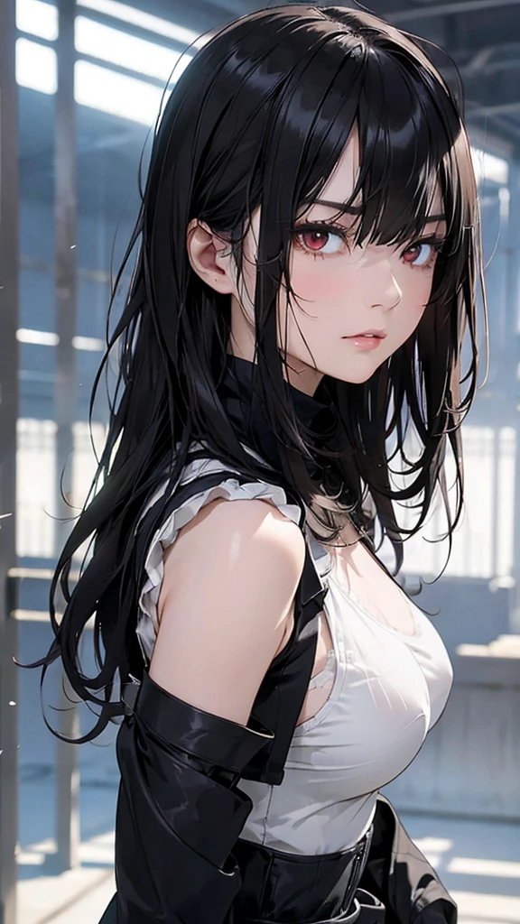 (highest quality:1.4), (High resolution:1.2), Sharp contours, Long Hair, highest quality, masterpiece,Glasses,Voice of the Heart,yandere,Full Body Shot,20-year-old woman,yandere,Big Breasts,Ecstasy,saliva,blush,Squint your eyes,Heterochromia iridis,Tuck up your clothes,zettai ryouiki
