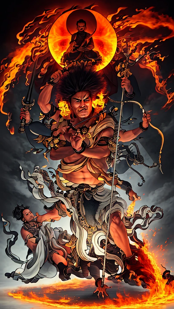 A demon painting with a skull on his head,Forgive the glare,Open your mouth to bluff,Tiger teeth sharp,get angry,Shine roundlight,extremely detailed nipple,of a real,4k,超高分辨率,