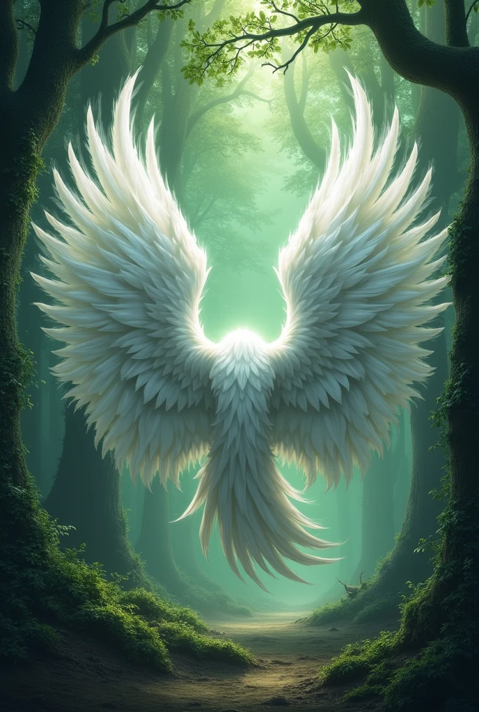 Long distance photo, full body, beautiful 20 year old girl, completely naked. Medium bust (spread large white wings) Big waterfall backdrop