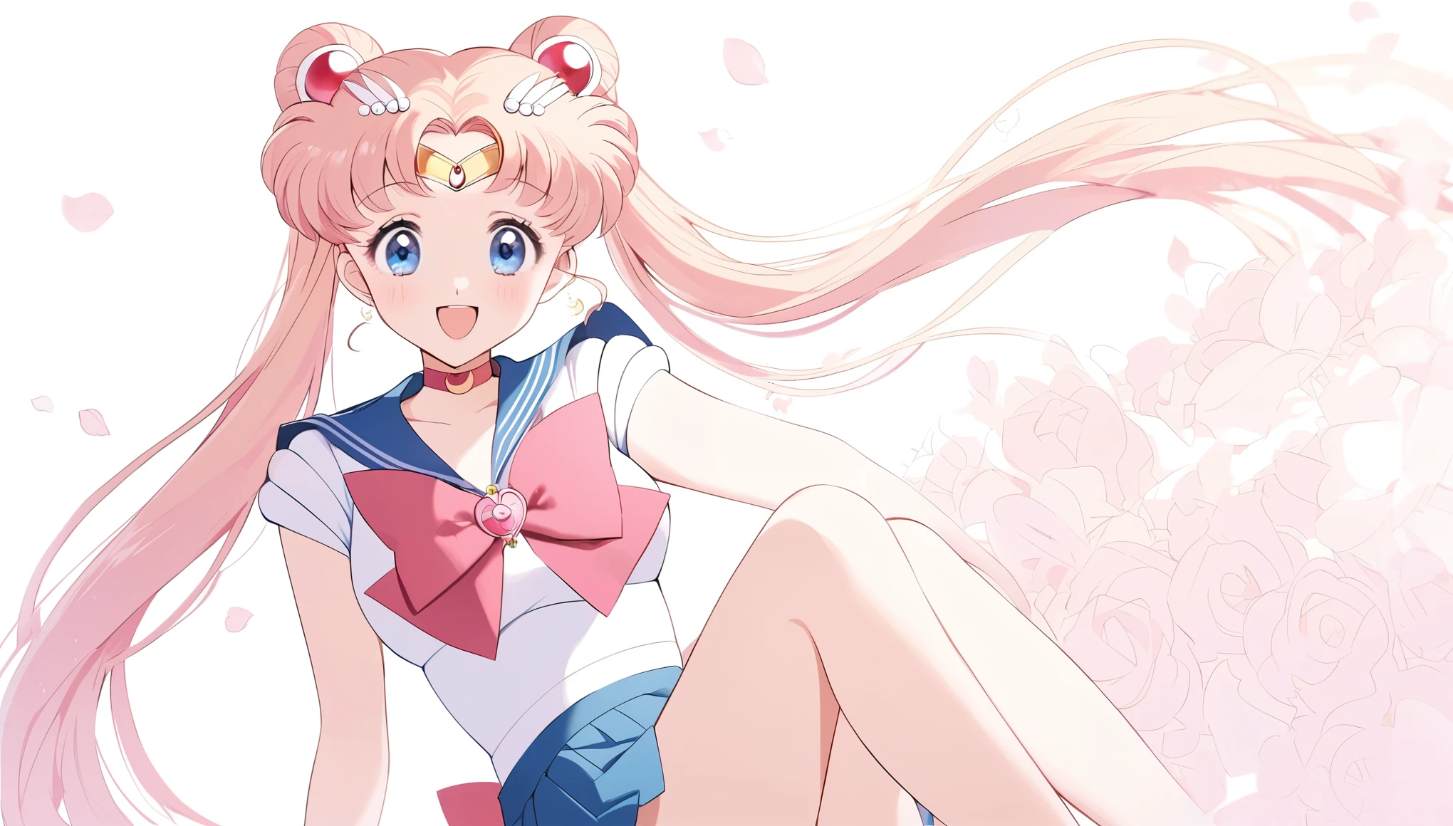 Tsukino Usagi,Sailor Moon , Moon Girl ,Wearing a school uniform, Pink pastel tones whimsical, smile