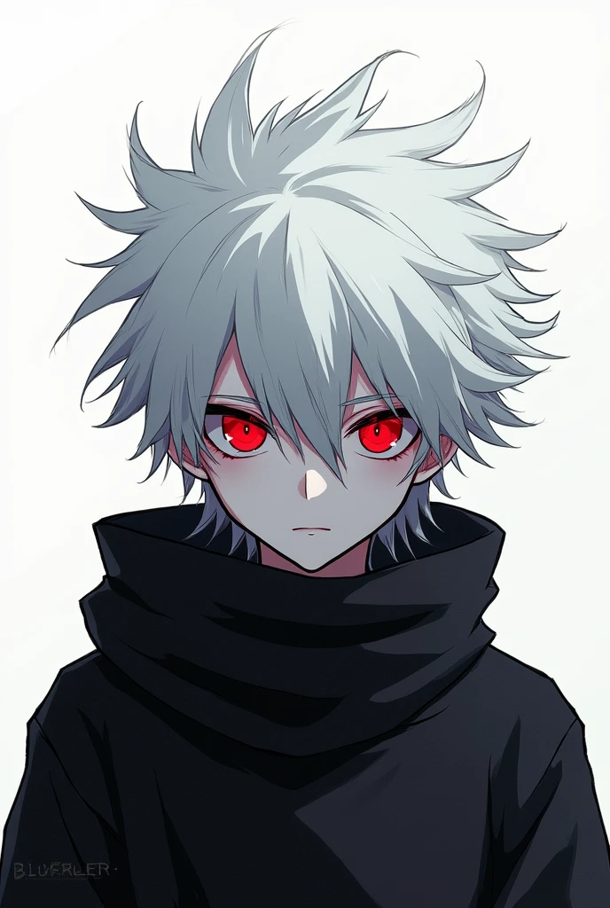 anime drawing of a man with white hair and красный eyes, ((красный)) мешковатые глаза, fully красный eyes no pupils, his eyes are красный and glowing, bright красный eyes, Нагито Комаэда, его глаза сильно кровоточат, fully красный eyes, with glowing красный eyes, blood красный eyes, a silver haiкрасный mad, his eyes glowing красный, with красный glowing eyes, boy, bloods, gray hair, blank look, anime