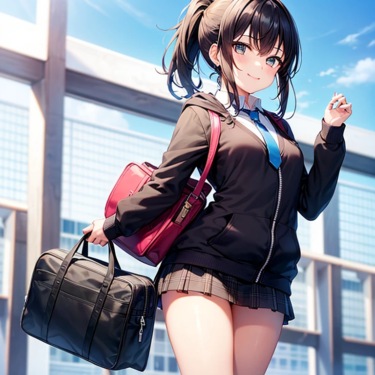 Beauty、university student、university campus、mini skirt、panties、squat
