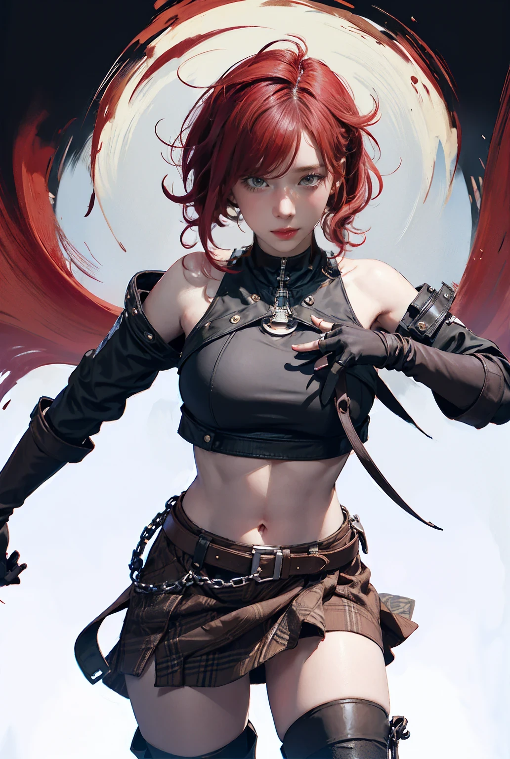 realistic -- blue eyes -- red hair -- projecting breasts beak -- skirt --auto --s2