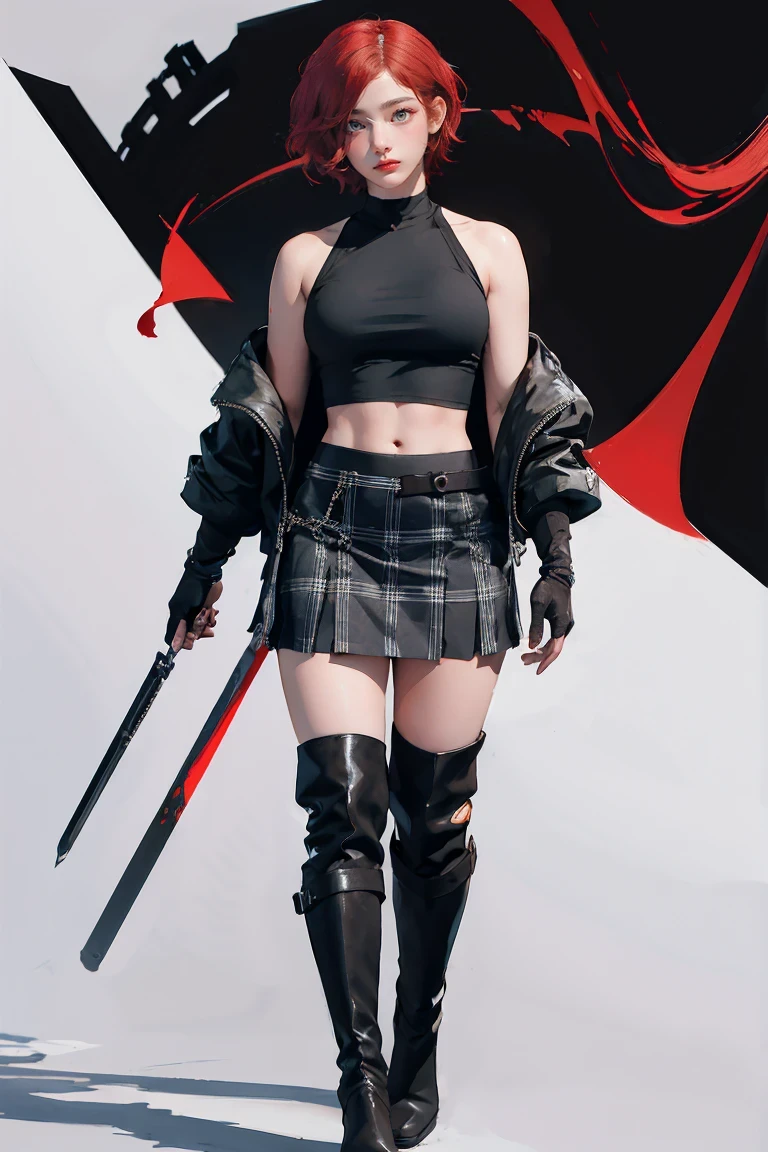 Perfect beauty full body photo, (Demon Succubus), Perfect appearance, slim body, (Heavy chest), Shapeless short hair, Bicolor hair color, Rainbow hair, Small horns, (Wearing casual and rough.), Fully functional, Abstract beauty, Almost perfect, Pure form, (Dynamic pose), Subtle demonic background, (Dark shadows), (Edge lighting), Greg Rutkowski, John William Waterhouse, (John William Waterhouse), Alphonse Mucha, (Alphonse Mucha), Conceptual art, Highly detailed, Intricate details, 8K post production, High resolution, Super details, Popular topics on ArtStation, Sharp focus, Depth of field f/1.8, (Girl holding a large sword in her hand, holding the hilt of the sword in her hand, swinging the sword over her head:1.3), (Tattoo, Japanese tattoo on the whole body:1.5), (Very detailed:1.4), From the front, looking at the camera, spectacular view, double teeth, fangs, necklace, earrings, Tokyo landmark,