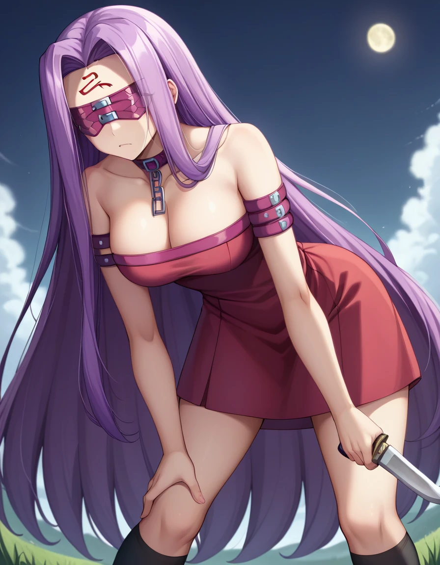 score_9、score_8_up、score_7_up、source_anime_real、medusarider、Medusa Rider、Long Hair、Very long hair、Purple Hair、Face mark、Mark on forehead、Knee socks、dress、Cleavage、Bare shoulders、Sleeveless、黒いdress、collar、Strapless、Straplessdress、Blindfold、Outdoor、night、night空、moon、cloud、Staring at the audience、Cowboy Shot、Dutch Angle、Combat Stance、arms、chain、knife、(A forward-leaning core, crawling along the ground_9、score_8_up、score_7_up、source_anime、medusarider、Medusa Rider、Long Hair、Very long hair、Purple Hair、Face mark、Mark on forehead、Knee socks、dress、Cleavage、Bare shoulders、Sleeveless、黒いdress、collar、Strapless、Straplessdress、Blindfold、Outdoor、night、night空、moon、cloud、Staring at the audience、Cowboy Shot、Dutch Angle、Combat Stance、arms、chain、knife、(Leaning forward with one hand on the ground)、Super low angle shot