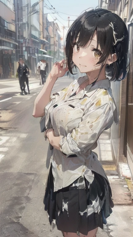 (must be follow these prompts:2.2),masterpiece,best quality,extremely detailed,(in her clothing:2.8),(black trousers on:2),(formal styled business suit:2.2),(とても淫らでInnocent faceをした小柄でほんの少しむっちりした新入社員がそこに一人いる:1.6),(normal body structures:3),(adorable expression:2.2),(usual face:2.2),(japanese pretty girl:1.7),(disposed of passed semen with her clothes to get frousy looks:1.6),(black hair:2.1),(A new employee with an innocent look working inside the office:2.2),(The short new employee, who had been mercilessly ejaculated into the depths of her still-innocent vagina, quickly got herself dressed and in good spirits and returned to work.:2.0),(She is short but has a slightly plump body.:1.7),(The semen that had just been released leaked out of the new employee's vagina, and the cute panties and black pants she had hastily put on were not enough to stop it.:2.2),(The corner of a young girl's body々A new employee whose body was toyed with by the lewd urges that wriggled wetly.:2.1),(The black pants that tightly hug the new employee's thighs are damp with lascivious secretions.:2.5),(in her viscously clothing:2.2),(The new employee's breasts and nipples covered by her clothes are bulging in response to her strong desires.:2.8),(The new employee's lewd body beneath her clothes is swelling slightly with her lascivious reaction.:2.3),(A short new employee in a business suit working in modern Tokyo:2.2),(The new employee works very diligently.:2.5),(A very pale amber-colored semen is ejaculated onto the new employee's pretty face, leaving a very pale smear scattered all over it.:1.8),(The new employee has short, thick legs.:1.6),(The new employee's black business suit jacket and trousers had old semen stains on them.:1.9),(first time々New Employees:2.2),(she looks like japanese idol:2.3),(The black pants are made of a durable fabric that will never tear.:3),(displayed one woman on single picture:3),(she looks like a lolita:2.0),(All of this happened to the new employee himself, not anyone else.:2.1),(A , voluptuous new employee has semen ejaculated all over her black business suit jacket and white blouse.:1.8),(old semen adhered her intervaginal side wall behind black trousers:1.9),(her jizzy vagina is unwashed:2.1),(Slimy semen was leaking from the crotch area of his black trousers.:1.9),(formal business jacket:2.2),(pretty rookie with tough business suit:2.2),(detailed drawing pussy juice through black trousers:2.0),(jizzy anal behind her panty:1.7),(lady's business jacket and black trousers must be on:2.1),(her mons pubis is smoothly buldged for accumulated love juice behind black trousers:1.8),(in her clothing:2.5),(in her black business jacket clothing:2.1),(black trousers are guarded her buldged pubic mound:1.9),(Make sure to depict the face:5.3),(Calm expression:4.3),(He continued to ejaculate a lot into her vagina.:1.9),(Innocent face:3),(The new employee has big breasts hidden under her black suit and blouse:2.3),(The story focuses on just that one new employee.:3.3),(The only characters that appear are the new recruits.:4.2),(Wearing cum-covered loafers:2.1),(Portrait:7)