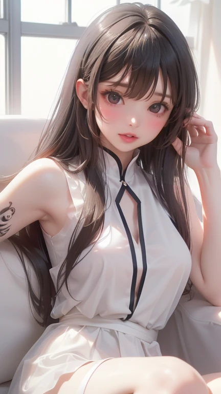 (highest quality), masterpiece, 极其细致的CG8K插painting, high collar, Extremely high collar saturation, All colors become darker, painting, graffiti art, center composition, Highly detailed light and shadow, The face and eyes are very detailed.、((The whole body is covered with a large amount of semen:1.3, leaking pee:1.5))、((arms spread out to the sides:1.1, lying on your back in bed:1.2, spread legs:1.5))、small breasts:1.3、slender body shape:1.1、Gorgeous white skin、(black hair:1.3)、(Completely naked:1.3)、super detailed face、lip details、detailed eye、double eyelid、bright, big, Beautiful eyes that shine like jewels、wide shot, 1 girl, Beautiful and cute 16 year old beautiful girl、beautiful bangs、very beautiful face、Expression of being in heat、eyebrows behind bangs、(((Completely naked)))、textured white skin,